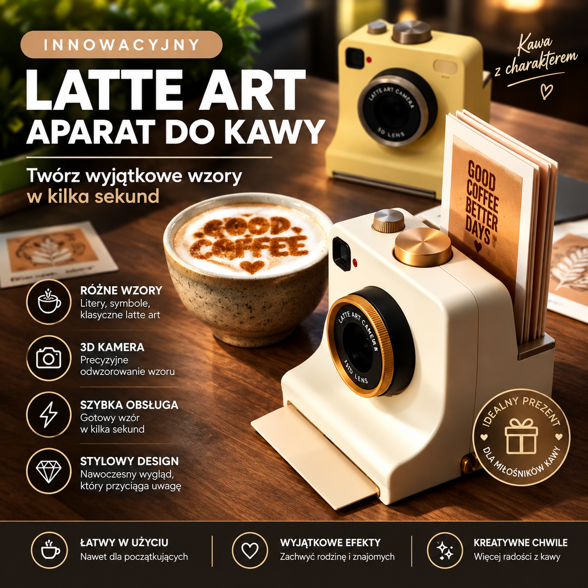 Aparat Latte Art – Drukarka Wzorów na Kawie z Druku 3D | Idealny Prezent na Święta